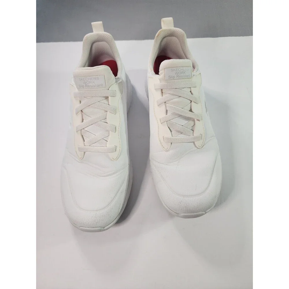 Skechers Work Slip Resistant White Lace-Up Sneakers – Women's Comfort Work Shoes